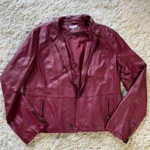 Red Pleather Jacket by Poshak